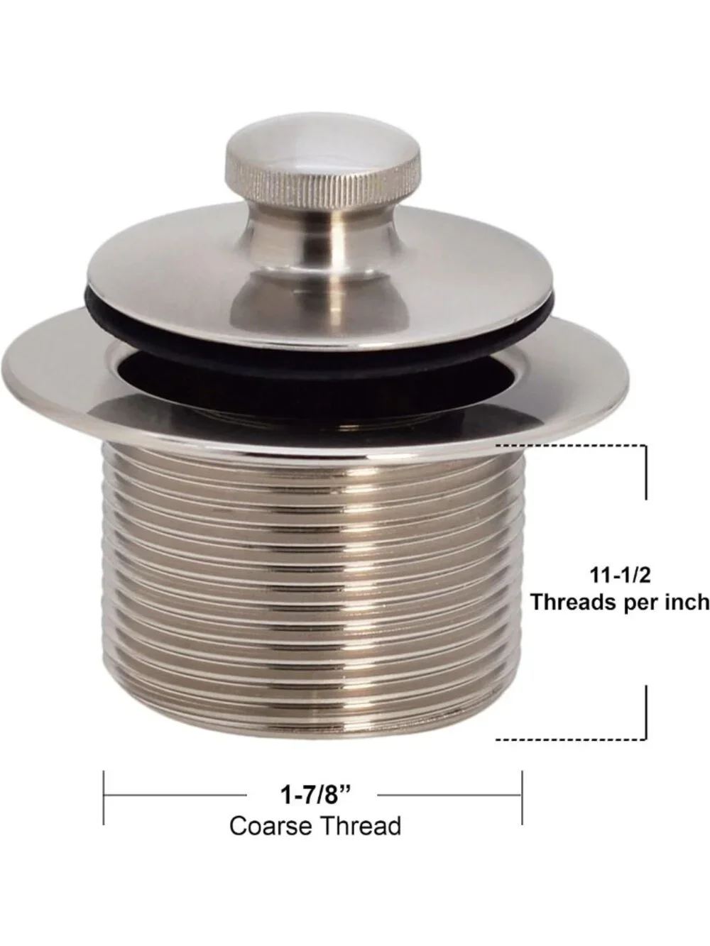 Stainless Steel Twist & Close Bath Drain 1-1/2” NPSM Coarse Thread, Durable